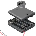Produktbild: Batteriehalter - 4 fach - für 4 x AA Mignon - mit Deckel und EIN AUS Schalter