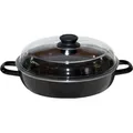 Produktbild: Riess Schmor- Bratpfanne mit Glasdeckel Ø20cm schwarz Emaille - Schwarz