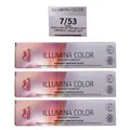 Produktbild: Wella Illumina 3 x 60 ml 7/53 mittelblond mahagoni gold Set