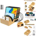 Produktbild: USB-Ladestation 7 Steckdosen Bambus 50W Schnellladen