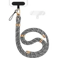 Produktbild: HoldMe Edition - Lanyard mit Karabiner Schwarz & 2 Pads - Universal Handykette Nylon Umhänge Band - Schwarz Weiß - Schwarz