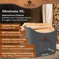 Produktbild: BLACK OAK Montana XL 60L Holzkorb aus Filz grau – Kaminholz und Brennholz Korb mit Griffen und Echtleder Applikationen - Grau