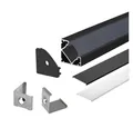 Produktbild: ENERGMiX LED-Stripe-Profil 2m schwarzer Alu Profile Alu Schiene LED Kanal System für LED-Streifen, 200 x 1,9 x 1,9 cm (LxBxH), Material: Aluminium