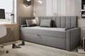 Produktbild: TRADA Boxspringbett Tokio - Bett mit Matratze und Bettkasten - Stoffbezug Veloursstoff - Rechtsgrau - 90 x 200 cm