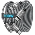 Produktbild: USB C auf USB C Kabel [ 2Stück 2M+2M ] 100W USB C Kabel PD Schnellladekabel Nylon USB Typ C Ladekabel für iPhone 17 Pro, iPhone 16 15, Samsung S24 S23 S22 S21, iPad Pro, MacBook Pro/Air, Pixel,Switch