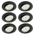 Produktbild: Trango 6er Set 6729-065-5WAK IP23 LED Einbaustrahler in Schwarz matt inkl. 6x 5 Watt GU10 LED Leuchtmittel 3000K warmweiß & GU10 Fassung, Einbauleuchte, Badleuchte, Deckenleuchte, Deckenstrahler