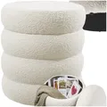 Produktbild: tectake® Hocker mit Stauraum, Scandi Sitzhocker Bouclé Teddy Stoff, Pouf, Polsterhocker rund für Schminktisch, Wohnzimmer Möbel, als Flur Möbel, Stauhocker Wohnen, Ø 42 x 47 cm - Bouclé Creme-weiß
