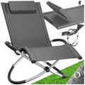 Produktbild: tectake Gartenliege ergonomische Sonnenliege, Belastbarkeit 150 kg, 150 x 73 x 93 cm, Balkonliege Paulina, 1 St., für Außen in Grau, atmungsaktiv, widerstandsfähig und faltbar, abnehmbares Kopfpolster grau