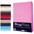 Produktbild: Buymax Spannbettlaken StyleHeim Jersey aus 100% Baumwolle, Jersey, Gummizug: Rundumgummi, Pflegeleicht und Atmungsaktiv in Verschiedenen Farben und Größen rosa 90 cm x 200 cm