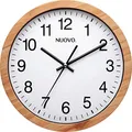 Produktbild: NUOVO 10 Zoll hölzerne runde Wanduhr Stille und Nicht tickende Retro Wanduhr für Wohnzimmer Schlafzimmer Küche (26 cm / 10