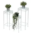 Produktbild: Blumenhocker Weiß Metall Eckig 50-70 cm Blumenständer Beistelltisch Blumensäule