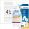 Produktbild: HERMA 5078 CD DVD Etiketten für Jewel Case Hüllen Rücken, 25 Blatt, 114,3 x 5,5 mm, 48 pro A4 Bogen, 1200 Stück, bedruckbar, matt, blanko Papier CD-Box Klebeetiketten, weiß