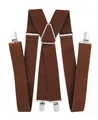 Produktbild: axy Hosenträger für Herren breit 3,5 cm in X-Form mit 4 Hosenträger Clips extra stark längenverstellbar 35mm (Hellbraun)