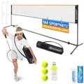 Produktbild: KESSER® Badmintonnetz Tennisnetz | Federballnetz 3-Fach-Höhenverstellbar 107/120/155cm, stabiles Gestell, Set mit Netz, 3X Federball & 3X Tennisball, Montagezubehör, Transporttasche, Indoor & Outdoor
