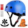 Produktbild: Alsterwell Kinderhelm Kinder Fahrradhelm EN1078 CE Certified, Verstellbarer Kinnriemen, 3D DIY & Reflektierende Aufkleber, Sporthelm für Roller & Inlineskates blau XS