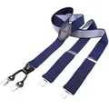 Produktbild: DonDon Hosenträger Herren extra stark gepunktet 3,5 cm Hosenträger Herren breit mit brauem Leder in Y-Form lang - Starke Clips passend für Anzug Jeans Chinos Vintage Rockabilly Suspenders