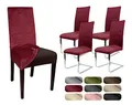 Produktbild: BEAUTEX 4er Set LEA Stuhlhusse, elastische Uni Stretch-Husse aus Samt Mikrofaser Farbe wählbar (Granat)