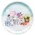 Produktbild: Lashuma Frühstückstablett Kunststoff, großes Deko Tablett Ø: 40 cm, rundes Küchentablett Druck: Romantik