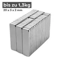 Produktbild: MaajeeKuto Magnet Neodym Magnet 20x5x2 mm N38 – Quadermagnet 1,3 kg Haftkraft (3-St)