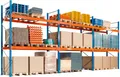 Produktbild: Schulte Lagertechnik Schulte Palettenregal, Grundregal, B 8444 x T 1100 x H 4000 mm, 3 Ebenen, Palettengewicht bis 500 kg, Feldlast 5287 kg, blau/orange 657128