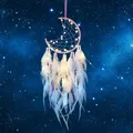 Produktbild: Traumfänger mit LED Licht Handgefertigt Dreamcatcher mit Federn Böhmen Dekora...