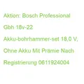 Produktbild: Bosch Professional Gbh 18v-22 Akku-bohrhammer-set 18,0 V, Ohne Akku 0611924004