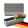 Produktbild: BigDean 6er Set Paletten Blumenkästen - Einsatz - mit Hängesystem zum Einhängen - 37cm Beton-grau - Pflanzkasten für Europalette Balkonkasten Blumentopf - aus recyceltem PP-Kunststoff