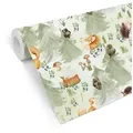 Produktbild: K&L Wall Art Mustertapete Vliestapete Fuchs Mustertapete Kinderzimmer Mädchen Junge Eule Hase, Waldtiere Tapete grün 0.48 m x 10.08 m