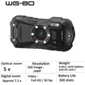 Produktbild: Ricoh Pentax WG-80 Black - Kamera Rugged 20MP Unterwasser- 4K GPS