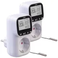 Produktbild: revolt Stecker-Thermostat: 2er-Set Digitale Steckdosen-Thermostate für Heiz & Klimageräte (Thermostat-Zwischenstecker, Thermostat Schalter Steckdose, Zeitschaltuhr)