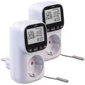 Produktbild: revolt 2er-Set Digitale Steckdosen-Thermostate für Heiz & Klimageräte