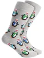 Produktbild: BRUBAKER Socken Weihnachtssocken für Damen und Herren - Pinguine (Lustige Freizeitsocken, 1-Paar, für Weihnachts- und Nikolausgeschenk) Unisex Baumwollsocken Weihnachten - Grau