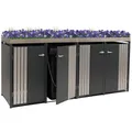 Produktbild: Mendler 4er-Mülltonnenverkleidung HWC-O67, Mülltonnenbox mit Pflanzkasten, Metall 125x260x84cm 95kg - anthrazit Edelstahl