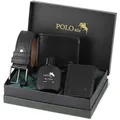 Produktbild: Polo Air Herren Geschenkset 4-teilig: Ledergürtel Geldbörse Kartenetui + Parfum 50ml schwarz Geschenkbox - Schwarz