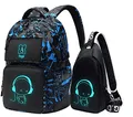 Produktbild: Asge schulrucksack für Jungen und Mädchen - Wasserdichter Rucksack Teenager, Reflektierend, Groß, für Schule und Outdoor Camping, inkl. Schultertaschen Set