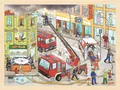 Produktbild: Einlegepuzzle FEUERWEHREINSATZ Holzpuzzle Rahmenpuzzle Feuerwehr 96 Teile