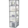 Produktbild: Iris Ohyama - Kunststoff Schubladenbox Mit 5 Tiefen Schubladen, Grau, Easy-pull-system, A4, A5 & A6 Format, Schreibtisch Organizer Für Büro, Schule, Schreibwaren, Bpa-frei, Schubladenschrank, Och-2500