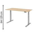 Produktbild: Hammerbacher Schreibtisch XDKB 16, eiche / silber, elektrisch höhenverstellbar, 160 x 64-129 x 80cm