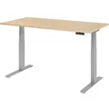 Produktbild: Sitz-Steh-Schreibtisch elektrisch 160x80cm Eiche/Silber