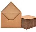 Produktbild: Kraftpapier Umschläge 100 Stück 130 g/m² Briefumschläge Kuvert Briefkuvert Briefhülle für Grußkarten Einladung Geburtstagskarten Nassklebung Spitzklappe Umschläge (DIN C6 | 11,4 x 16,2 cm) (100)