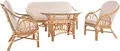 Produktbild: Krines Home Sitzgruppe Wintergarten Rattangruppe Wintergartenset Rattan Sitzgruppe 4-teilig, (4-tlg., 1x Dreisitzersofa, 2x Sessel, 1x Tisch), Rattangarnitur Rattanmöbel Set Garnitur mit Dreisitzer Bank