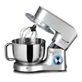 Produktbild: Koliber ROBOMAX X 3200W XXL Küchenmaschine Planetenmischer 6L Edelstahlschüssel Knetmaschine schwerer Teig 6 Stufen Pulse Vollmetall Mechanik LED Drehregler FASTLOCK Küchenmixer Silber