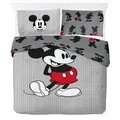 Produktbild: Disney Kinderbettwäsche Disney Mickey Mouse Bettbezug-Set 135x200 cm + Kissenbezug 80x80 cm, Washed Cotton, 2 teilig, 100 % Baumwolle, maschinenwaschbar, wendbar grau