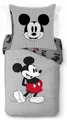 Produktbild: Jay Franco Disney Mickey Mouse Set gestreift – Bettbezug Set für eine Person inklusive Kopfkissenbezug 80 x 80 cm, warmes Bettwäsche Set Baumwolle