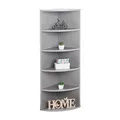 Produktbild: RICOO Eckregal stehend hängend 110 x 33 x 33 Bücherregal Wand WM059-PL Holz Corner Shelf 5 Ablagefächer Wandregal Eck Regal Schweberegal Eckwandregal klein Eckbücherregal Platingrau