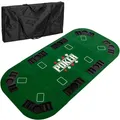 Produktbild: GAMES PLANET Faltbare Pokerauflage „Straight“ für bis zu 8 Spieler, Maße 160x80 cm, MDF Platte, Getränkehalter, Chiptrays, Grün