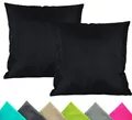 Produktbild: JACK 2er Set 40x40cm Outdoor Kissenhülle Kissenbezug Wasserfest Sitzkissen Lounge Kissen Garten Stuhl Lotus Effekt, Farbe:Schwarz