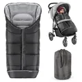 Produktbild: Zamboo Fußsack für Joie Buggy Sportwagen (passend für Litetrax, Mytrax, Chrome) - Winterfußsack für Kinderwagen, mit Reflektor, Kapuzenfunktion & Tasche - Schwarz