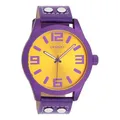 Produktbild: Oozoo - Timepieces Damen Uhr violett/orange | Armbanduhr Damen mit Lederarmband | Moderne Uhr für Frauen - Edle Analog Damenuhr in rund C1096 (46mm)