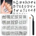 Produktbild: 1420Pcs Kristall Weiß Glitzersteine Strasssteine Nägel, 180 24-Typen Groß Glitzer Steine+1240 6-Größen K9 Glas Runde Nagel Steinchen Rhinestones Nailart nageldesign Nagel Charms für Nagelkunst Gesicht